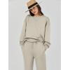 imageCaracilia Womens 2 Piece Outfits Sweatsuit Fall Crewneck Sweatshirts Wide Leg Pants Lounge Matching Sweat Sets TracksuitLight Khaki