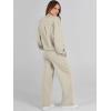 imageCaracilia Womens 2 Piece Outfits Sweatsuit Fall Crewneck Sweatshirts Wide Leg Pants Lounge Matching Sweat Sets TracksuitLight Khaki