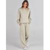 imageCaracilia Womens 2 Piece Outfits Sweatsuit Fall Crewneck Sweatshirts Wide Leg Pants Lounge Matching Sweat Sets TracksuitLight Khaki