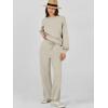 imageCaracilia Womens 2 Piece Outfits Sweatsuit Fall Crewneck Sweatshirts Wide Leg Pants Lounge Matching Sweat Sets TracksuitLight Khaki