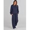imageCaracilia Womens 2 Piece Outfits Sweatsuit Fall Crewneck Sweatshirts Wide Leg Pants Lounge Matching Sweat Sets TracksuitNavy Blue