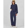 imageCaracilia Womens 2 Piece Outfits Sweatsuit Fall Crewneck Sweatshirts Wide Leg Pants Lounge Matching Sweat Sets TracksuitNavy Blue