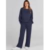 imageCaracilia Womens 2 Piece Outfits Sweatsuit Fall Crewneck Sweatshirts Wide Leg Pants Lounge Matching Sweat Sets TracksuitNavy Blue