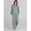 imageCaracilia Womens 2 Piece Outfits Sweatsuit Fall Crewneck Sweatshirts Wide Leg Pants Lounge Matching Sweat Sets TracksuitPea Green