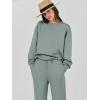 imageCaracilia Womens 2 Piece Outfits Sweatsuit Fall Crewneck Sweatshirts Wide Leg Pants Lounge Matching Sweat Sets TracksuitPea Green