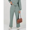 imageCaracilia Womens 2 Piece Outfits Sweatsuit Fall Crewneck Sweatshirts Wide Leg Pants Lounge Matching Sweat Sets TracksuitPea Green
