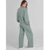 imageCaracilia Womens 2 Piece Outfits Sweatsuit Fall Crewneck Sweatshirts Wide Leg Pants Lounge Matching Sweat Sets TracksuitPea Green