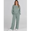 imageCaracilia Womens 2 Piece Outfits Sweatsuit Fall Crewneck Sweatshirts Wide Leg Pants Lounge Matching Sweat Sets TracksuitPea Green