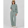 imageCaracilia Womens 2 Piece Outfits Sweatsuit Fall Crewneck Sweatshirts Wide Leg Pants Lounge Matching Sweat Sets TracksuitPea Green