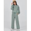 imageCaracilia Womens 2 Piece Outfits Sweatsuit Fall Crewneck Sweatshirts Wide Leg Pants Lounge Matching Sweat Sets TracksuitPea Green