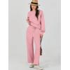 imageCaracilia Womens 2 Piece Outfits Sweatsuit Fall Crewneck Sweatshirts Wide Leg Pants Lounge Matching Sweat Sets TracksuitPink