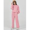 imageCaracilia Womens 2 Piece Outfits Sweatsuit Fall Crewneck Sweatshirts Wide Leg Pants Lounge Matching Sweat Sets TracksuitPink