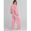 imageCaracilia Womens 2 Piece Outfits Sweatsuit Fall Crewneck Sweatshirts Wide Leg Pants Lounge Matching Sweat Sets TracksuitPink
