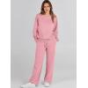 imageCaracilia Womens 2 Piece Outfits Sweatsuit Fall Crewneck Sweatshirts Wide Leg Pants Lounge Matching Sweat Sets TracksuitPink