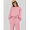 imageCaracilia Womens 2 Piece Outfits Sweatsuit Fall Crewneck Sweatshirts Wide Leg Pants Lounge Matching Sweat Sets TracksuitPink
