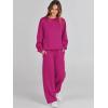 imageCaracilia Womens 2 Piece Outfits Sweatsuit Fall Crewneck Sweatshirts Wide Leg Pants Lounge Matching Sweat Sets TracksuitRose