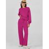 imageCaracilia Womens 2 Piece Outfits Sweatsuit Fall Crewneck Sweatshirts Wide Leg Pants Lounge Matching Sweat Sets TracksuitRose