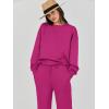 imageCaracilia Womens 2 Piece Outfits Sweatsuit Fall Crewneck Sweatshirts Wide Leg Pants Lounge Matching Sweat Sets TracksuitRose