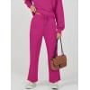 imageCaracilia Womens 2 Piece Outfits Sweatsuit Fall Crewneck Sweatshirts Wide Leg Pants Lounge Matching Sweat Sets TracksuitRose