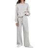 imageCaracilia Womens 2 Piece Outfits Sweatsuit Fall Crewneck Sweatshirts Wide Leg Pants Lounge Matching Sweat Sets TracksuitGrey