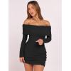 imageCaracilia Womens Off The Shoulder Sweater Mini Dress Long Sleeve Fuzzy Fleece Bodycon Cocktail Party 2025 Fall Short DressesBlack