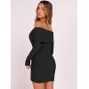 imageCaracilia Womens Off The Shoulder Sweater Mini Dress Long Sleeve Fuzzy Fleece Bodycon Cocktail Party 2025 Fall Short DressesBlack