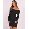 imageCaracilia Womens Off The Shoulder Sweater Mini Dress Long Sleeve Fuzzy Fleece Bodycon Cocktail Party 2025 Fall Short DressesBlack