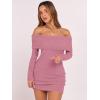imageCaracilia Womens Off The Shoulder Sweater Mini Dress Long Sleeve Fuzzy Fleece Bodycon Cocktail Party 2025 Fall Short DressesBlush Pink