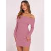 imageCaracilia Womens Off The Shoulder Sweater Mini Dress Long Sleeve Fuzzy Fleece Bodycon Cocktail Party 2025 Fall Short DressesBlush Pink