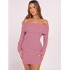 imageCaracilia Womens Off The Shoulder Sweater Mini Dress Long Sleeve Fuzzy Fleece Bodycon Cocktail Party 2025 Fall Short DressesBlush Pink