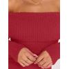 imageCaracilia Womens Off The Shoulder Sweater Mini Dress Long Sleeve Fuzzy Fleece Bodycon Cocktail Party 2025 Fall Short DressesRed