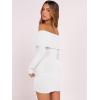 imageCaracilia Womens Off The Shoulder Sweater Mini Dress Long Sleeve Fuzzy Fleece Bodycon Cocktail Party 2025 Fall Short DressesWhite