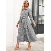 imageCaracilia Women Long Sleeve Maxi Dress 2025 Fall Casual Button Down Striped Plaid Tie Waist Shirt Dresses Vacation OutfitsBlack Plaid