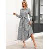 imageCaracilia Women Long Sleeve Maxi Dress 2025 Fall Casual Button Down Striped Plaid Tie Waist Shirt Dresses Vacation OutfitsBlack Plaid