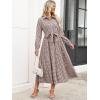 imageCaracilia Women Long Sleeve Maxi Dress 2025 Fall Casual Button Down Striped Plaid Tie Waist Shirt Dresses Vacation OutfitsBrown Plaid