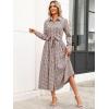 imageCaracilia Women Long Sleeve Maxi Dress 2025 Fall Casual Button Down Striped Plaid Tie Waist Shirt Dresses Vacation OutfitsBrown Plaid