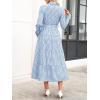 imageCaracilia Women Long Sleeve Maxi Dress 2025 Fall Casual Button Down Striped Plaid Tie Waist Shirt Dresses Vacation OutfitsLight Blue Plaid