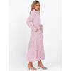 imageCaracilia Women Long Sleeve Maxi Dress 2025 Fall Casual Button Down Striped Plaid Tie Waist Shirt Dresses Vacation OutfitsPink Stripe