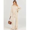 imageCaracilia Womens 2 Piece Sweater Set Knit Pullover Wide Leg Pants Lounge Matching Sets 2024 Fall Fashion Travel OutfitsBeige