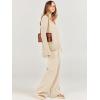 imageCaracilia Womens 2 Piece Sweater Set Knit Pullover Wide Leg Pants Lounge Matching Sets 2024 Fall Fashion Travel OutfitsBeige