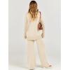 imageCaracilia Womens 2 Piece Sweater Set Knit Pullover Wide Leg Pants Lounge Matching Sets 2024 Fall Fashion Travel OutfitsBeige