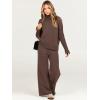 imageCaracilia Womens 2 Piece Sweater Set Knit Pullover Wide Leg Pants Lounge Matching Sets 2024 Fall Fashion Travel OutfitsBrown