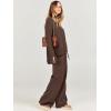 imageCaracilia Womens 2 Piece Sweater Set Knit Pullover Wide Leg Pants Lounge Matching Sets 2024 Fall Fashion Travel OutfitsBrown