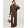 imageCaracilia Womens 2 Piece Sweater Set Knit Pullover Wide Leg Pants Lounge Matching Sets 2024 Fall Fashion Travel OutfitsBrown