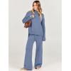 imageCaracilia Womens 2 Piece Sweater Set Knit Pullover Wide Leg Pants Lounge Matching Sets 2024 Fall Fashion Travel OutfitsDeep Blue