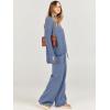 imageCaracilia Womens 2 Piece Sweater Set Knit Pullover Wide Leg Pants Lounge Matching Sets 2024 Fall Fashion Travel OutfitsDeep Blue