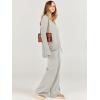 imageCaracilia Womens 2 Piece Sweater Set Knit Pullover Wide Leg Pants Lounge Matching Sets 2024 Fall Fashion Travel OutfitsGrey