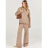 imageCaracilia Womens 2 Piece Sweater Set Knit Pullover Wide Leg Pants Lounge Matching Sets 2024 Fall Fashion Travel OutfitsKhaki