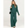 imageCaracilia Womens 2 Piece Sweater Set Knit Pullover Wide Leg Pants Lounge Matching Sets 2024 Fall Fashion Travel OutfitsOpal Green