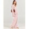 imageCaracilia Womens 2 Piece Sweater Set Knit Pullover Wide Leg Pants Lounge Matching Sets 2024 Fall Fashion Travel OutfitsPink